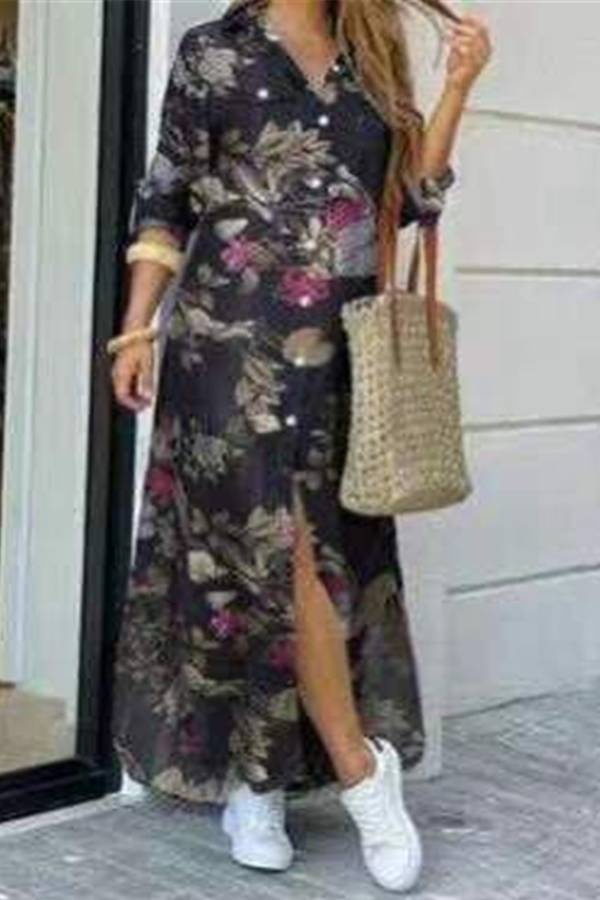 Art print shirt dress