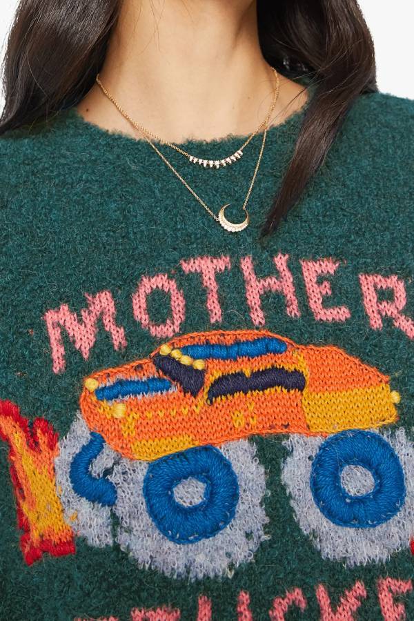 Trucker Alpaca Blend Graphic Crewneck Sweater