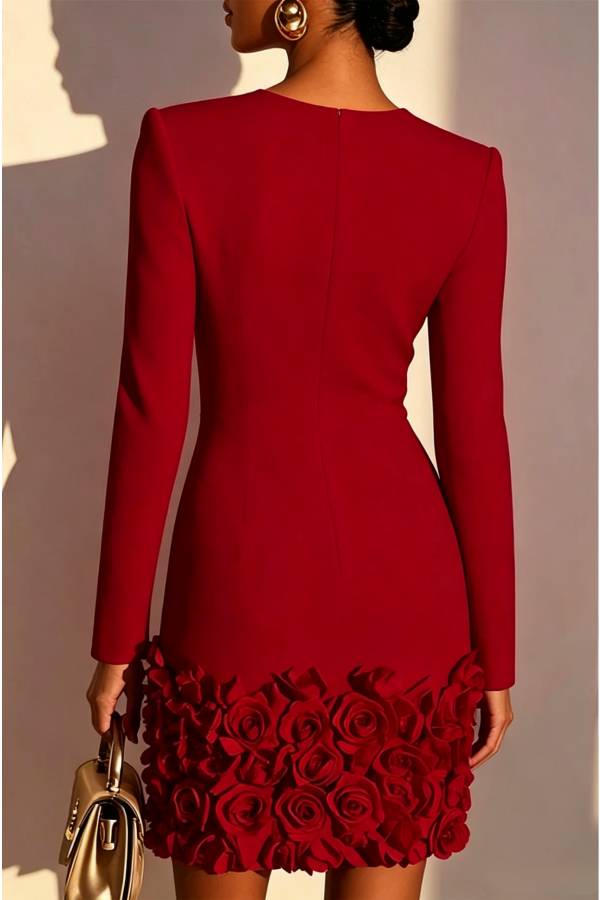 Aurora Rosa 3D Floral Mini Dress Aurora Rosa