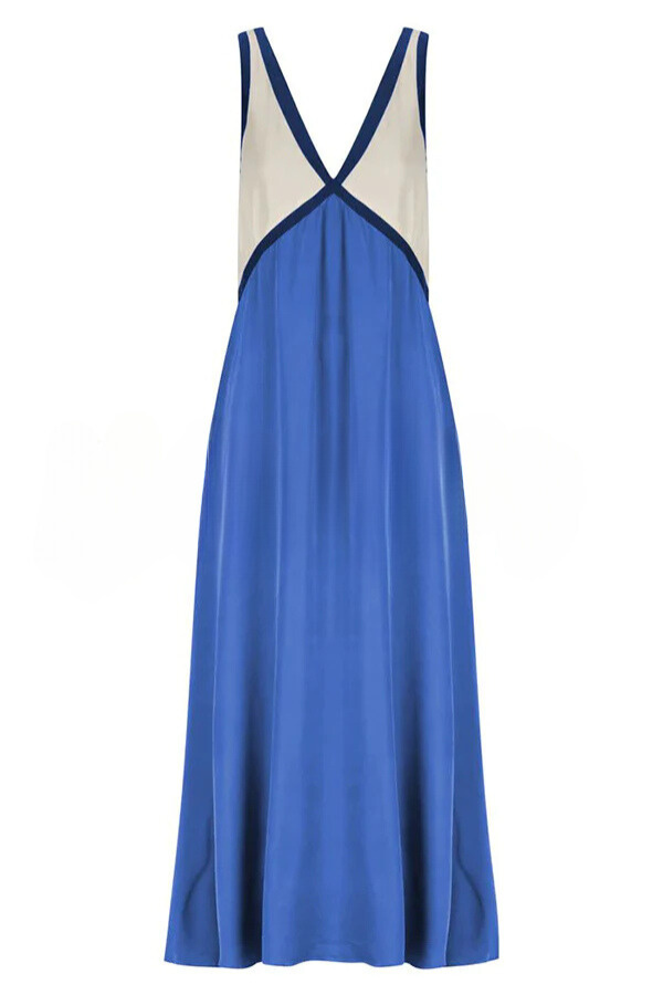 Chic V-neck Contrasting Color Dress