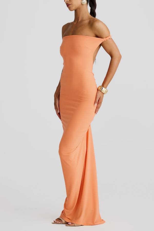 Convertible slim-fit open-back draped maxi dress