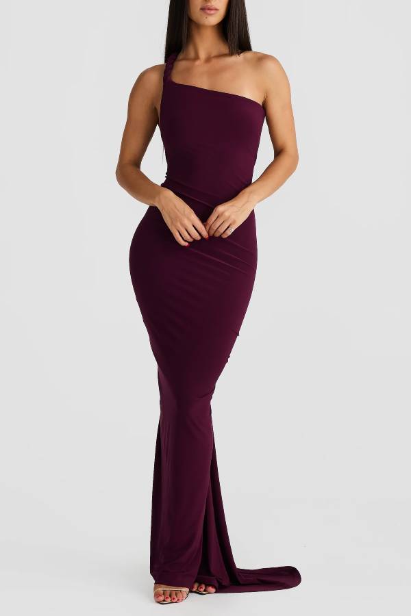Convertible slim-fit open-back draped maxi dress