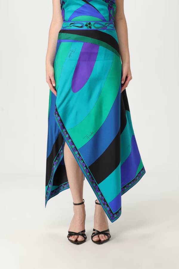 Gabbie Satin Unique Print Halter Scarf Tank and Asymmetrical Maxi Skirt Set