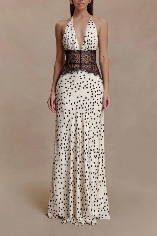 Lace And Satin Maxi Dress