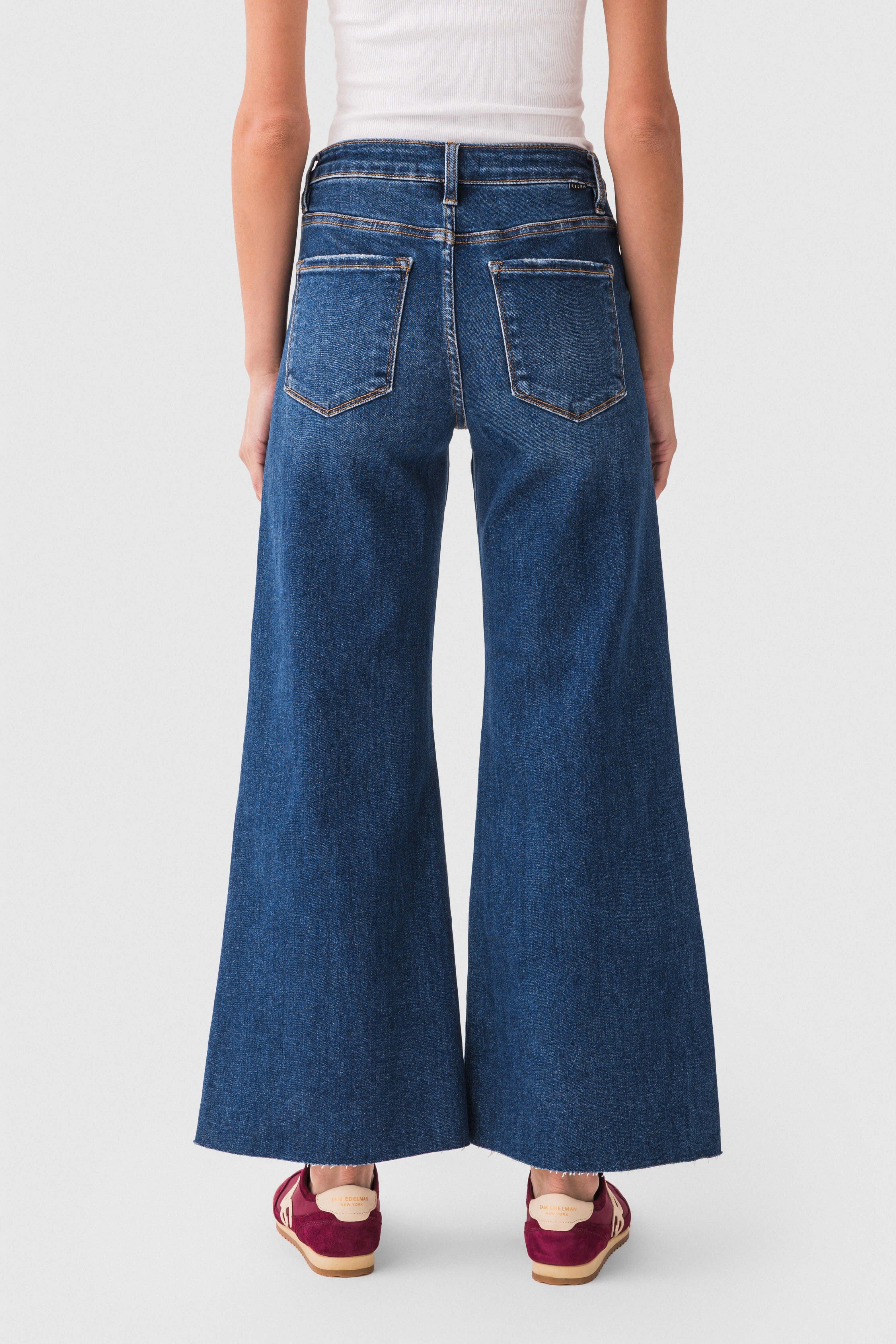 Risen Jenny High Rise Raw Hem Crop Wide Leg Jeans