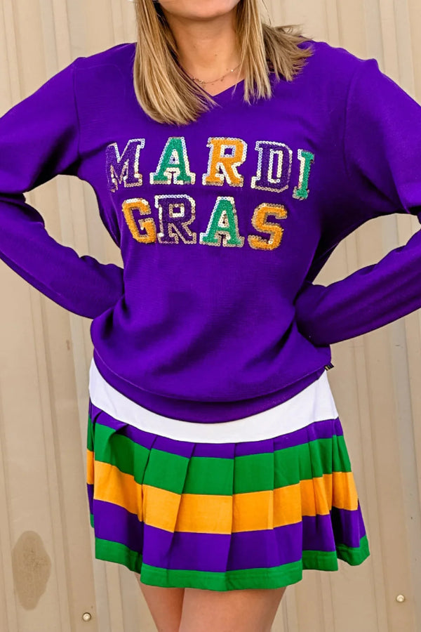 Maddi Gras Print Cotton Sweatshirt