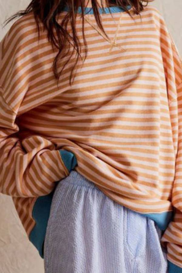Striped color-blocked oversized sweatshirt