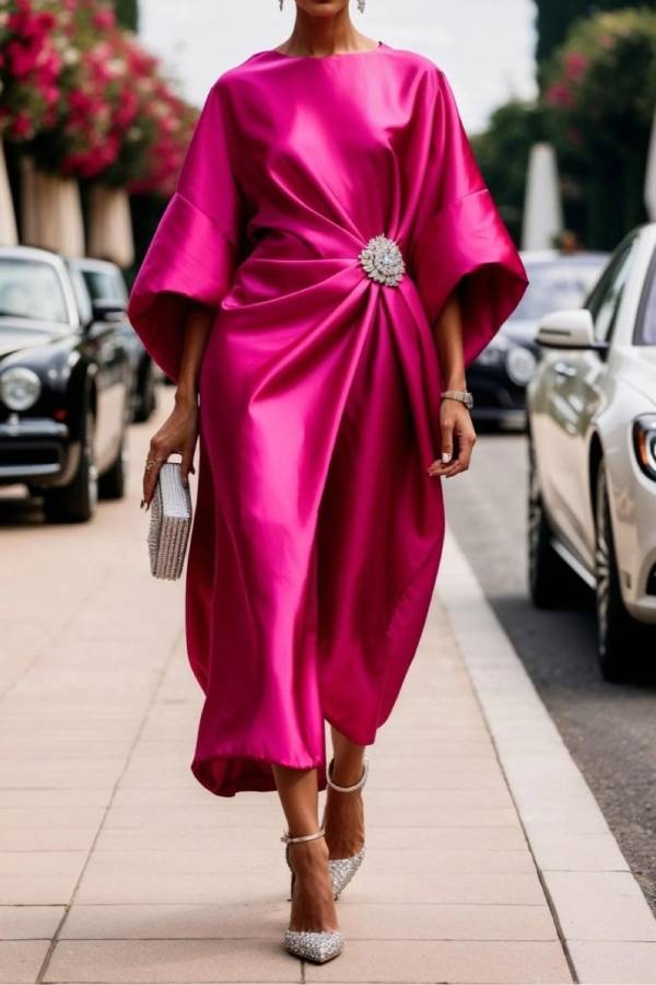 Luxe Shimmer Satin Long Dress