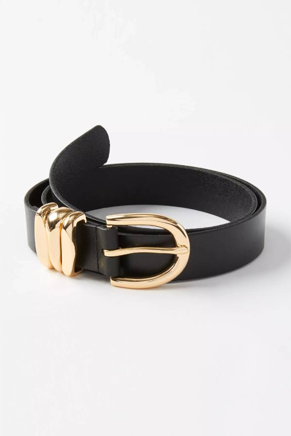 Molded Buckle Leather Belt