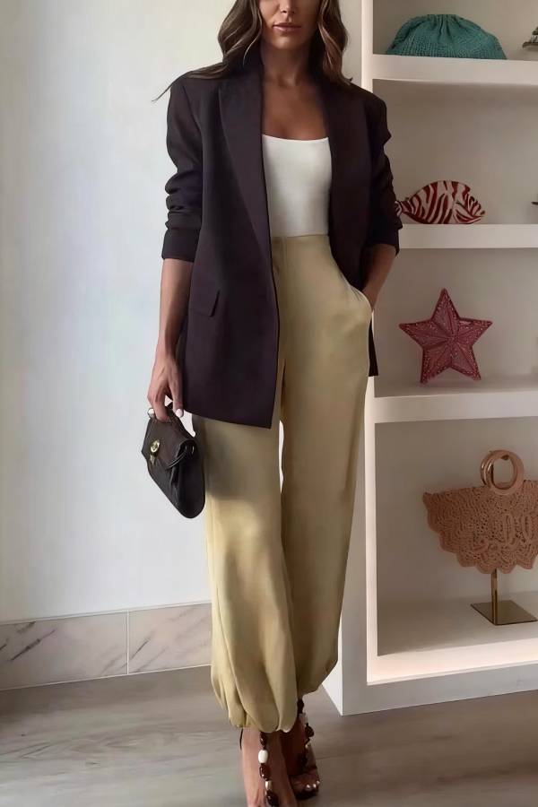 City Phantom Satin High Rise Pocket Aladdin Bloomers Pants