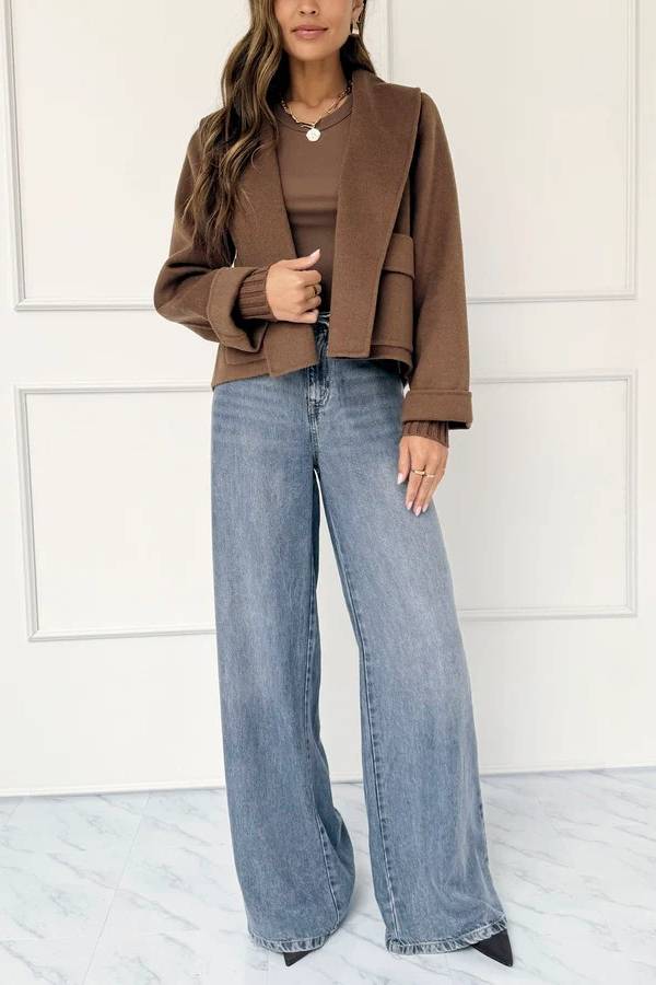 Short lapel wool coat