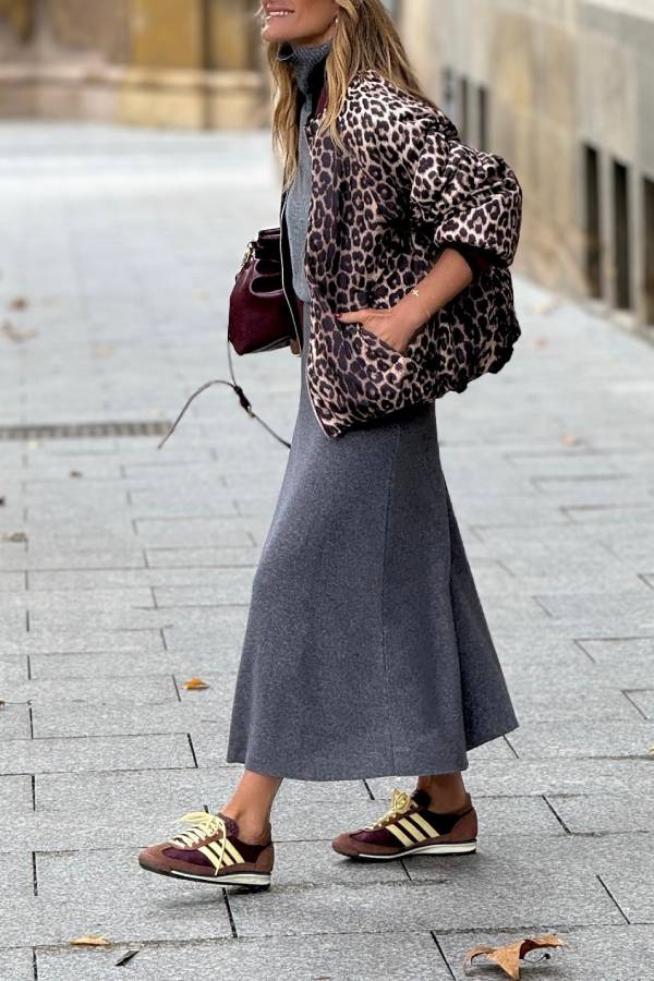 Reversible leopard print baseball jersey