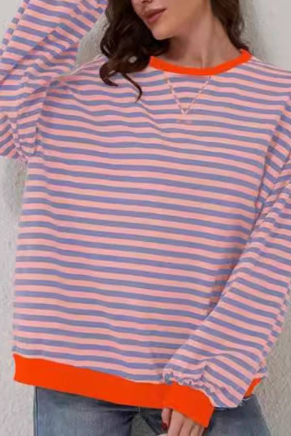 Striped color-blocked oversized sweatshirt