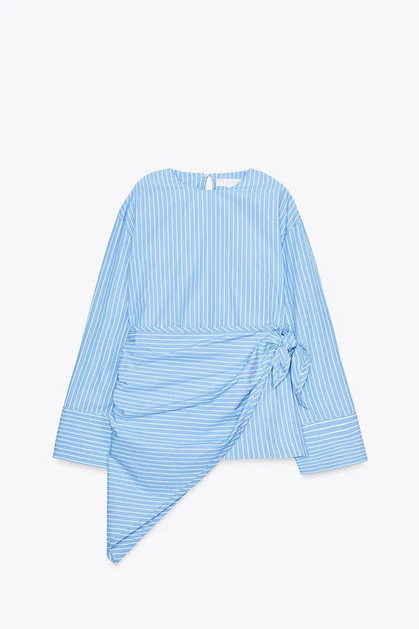 Meliora Striped Multi Position Scarf Long Sleeve H-line Shirt