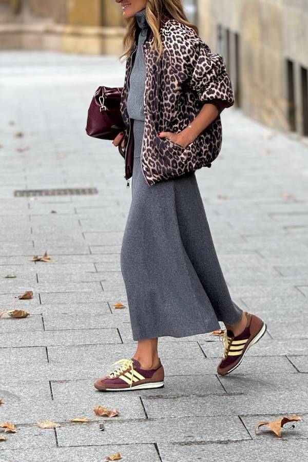 Reversible leopard print baseball jersey