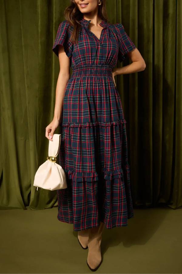 Delise Plaid Maxi Dress