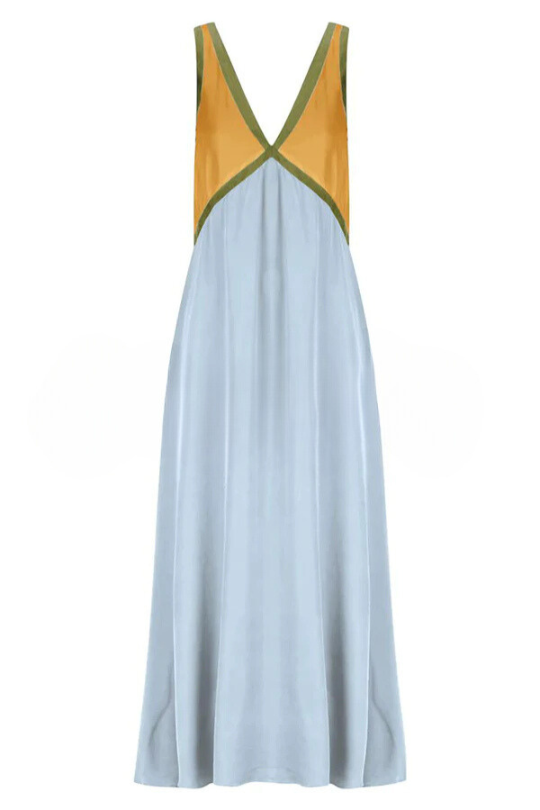 Chic V-neck Contrasting Color Dress