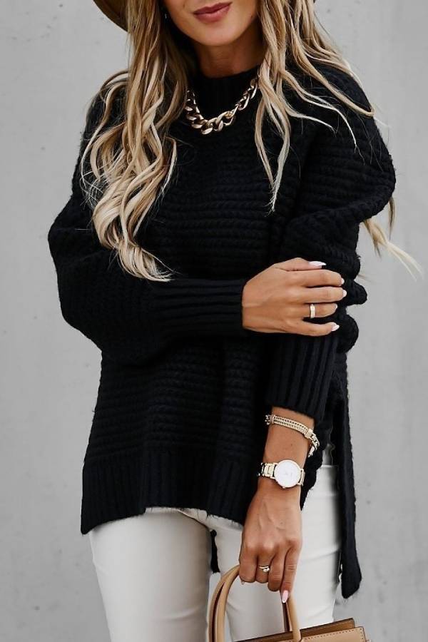 Side Split Knitted Sweater Top