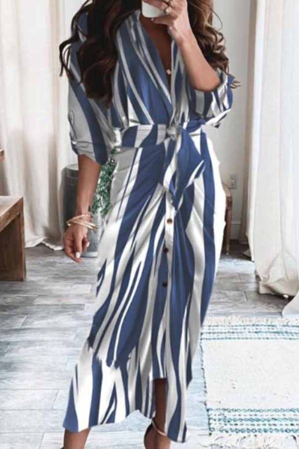 V-neck high waist dress with ties