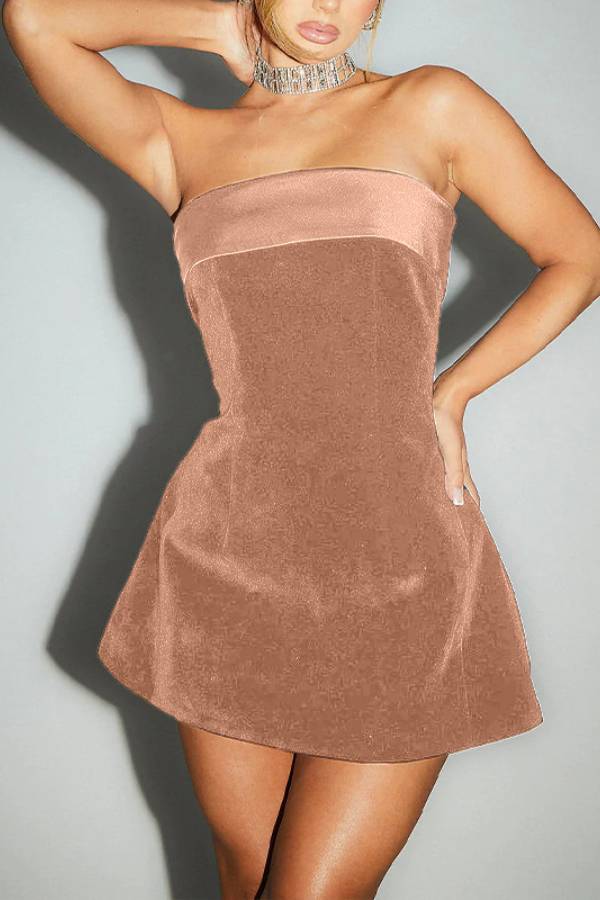 Strapless Velvet A-line Party Dress