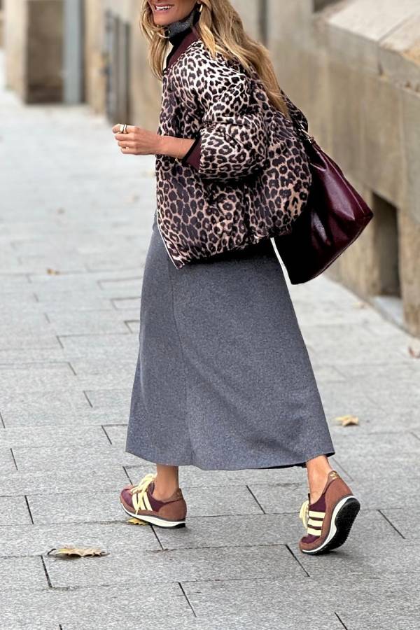 Reversible leopard print baseball jersey