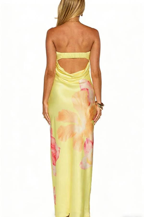 Floral Print Sleeveless Off-Shoulder Elegant Vacation Maxi Dress