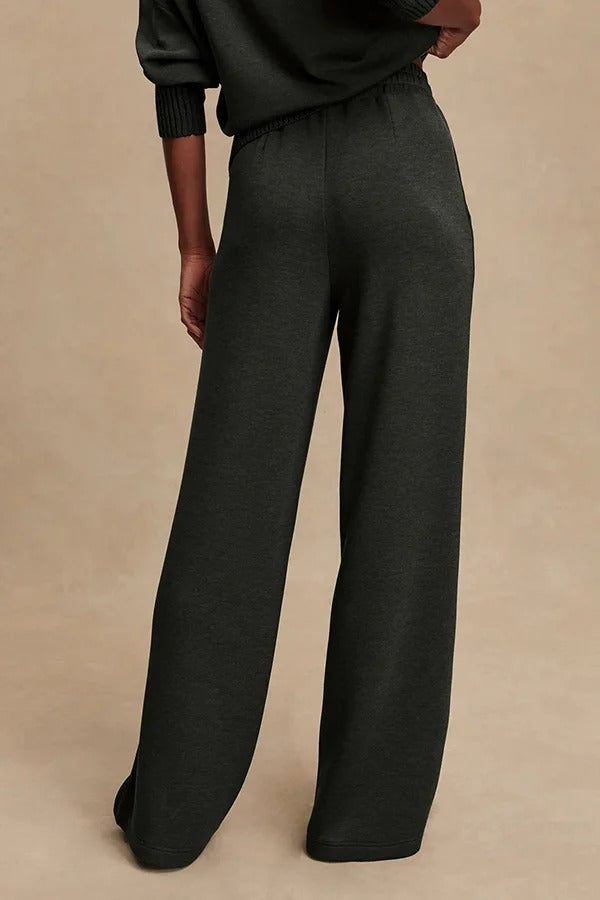 Barker High-Neck Long Sleeve Side Zipper Sweatshirt and Elastic Waist Pocketed Loose Pants Set