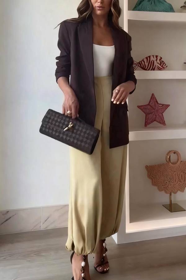 City Phantom Satin High Rise Pocket Aladdin Bloomers Pants