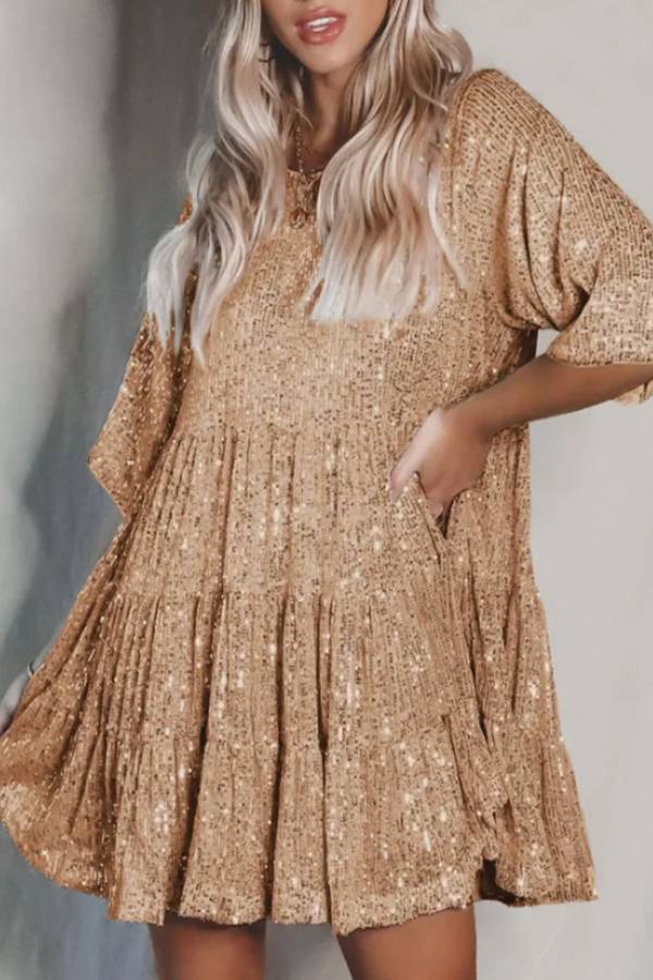 Sequined Layered Babydoll Dress
