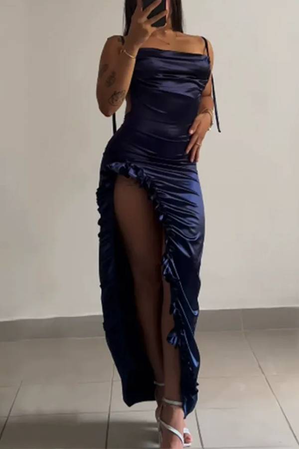 Sexy backless suspender skirt