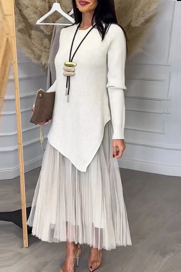 Jensine Pleated Tulle Tank Loose Midi Dress