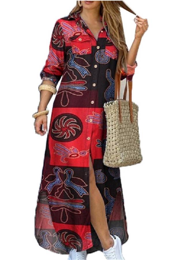 Art print shirt dress