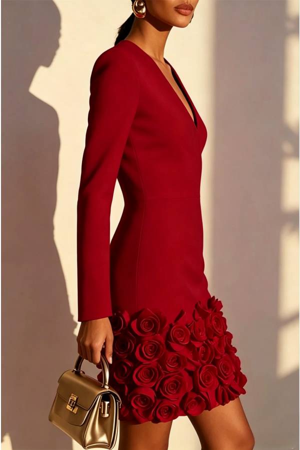 Aurora Rosa 3D Floral Mini Dress Aurora Rosa