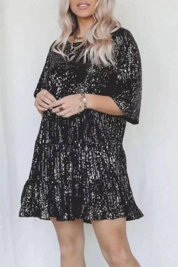 Sequined Layered Babydoll Dress