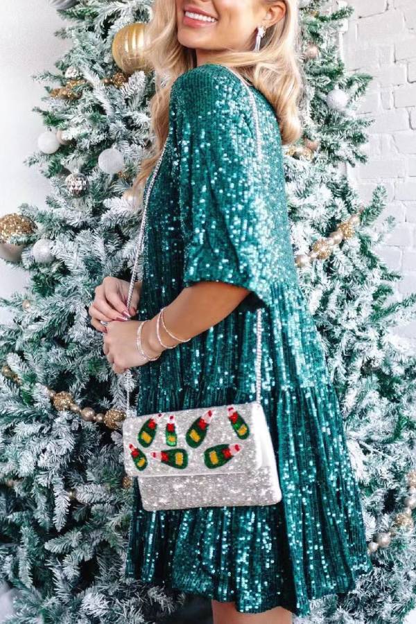 Sequined Layered Babydoll Dress