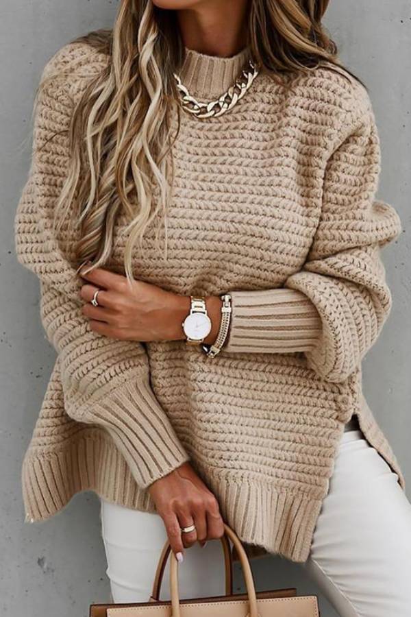 Side Split Knitted Sweater Top