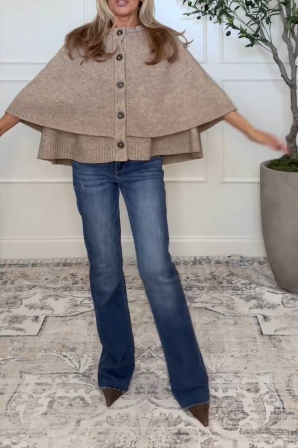 Chelsea Button Closure Cape Cardigan