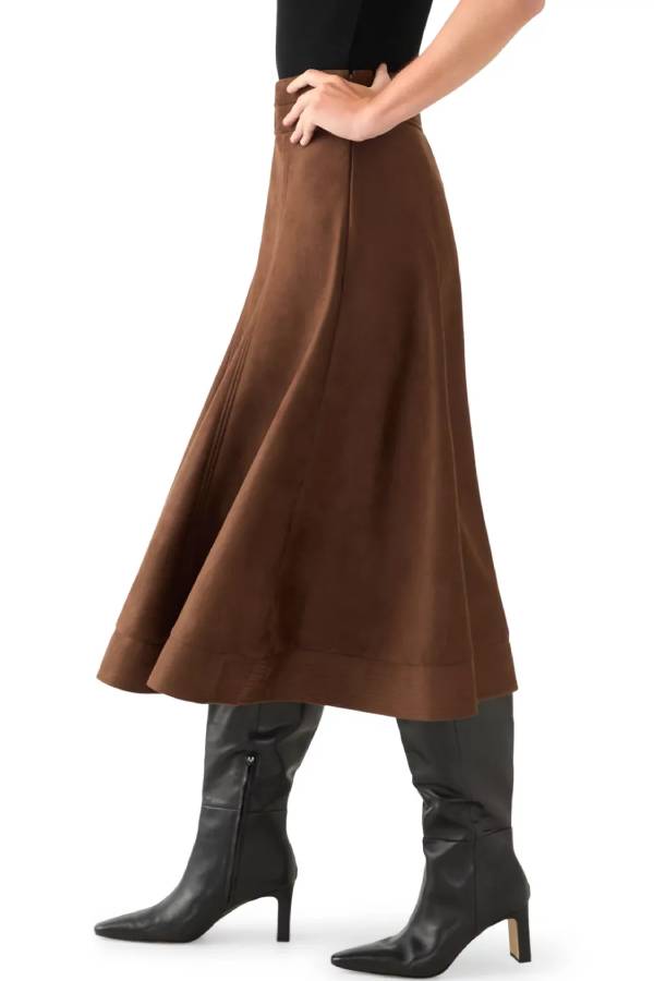 Women's Suede Midi Skirt
