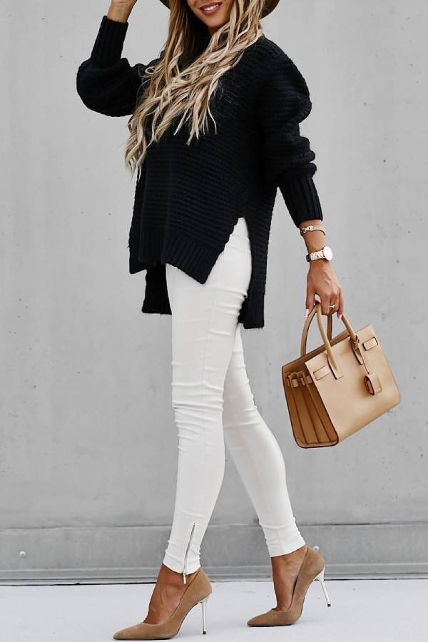 Side Split Knitted Sweater Top