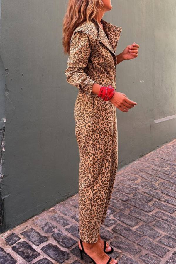 Retro leopard print jumpsuit