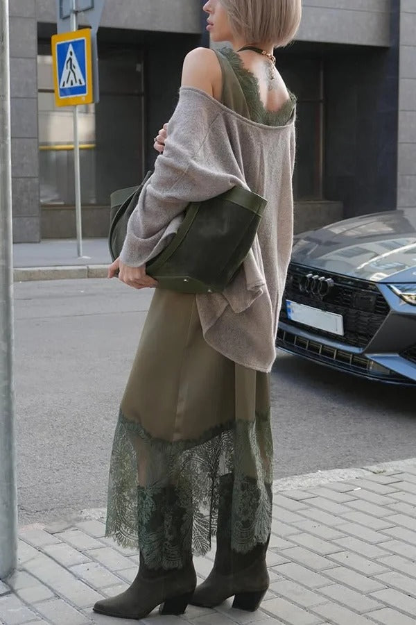 Warm Winter Knit Wide Neck Batwing Sleeve Loose Relaxed Sweater