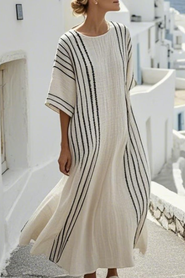 Resort-style striped pocket loose long dress