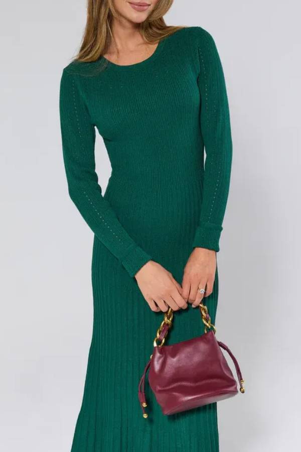 Lena Green Knit Midi Dress