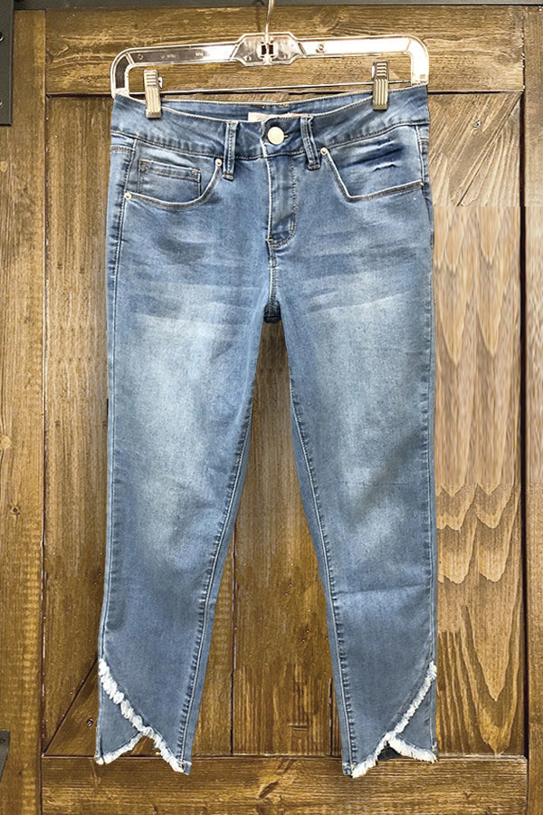 Casual Irregular Frayed Jeans