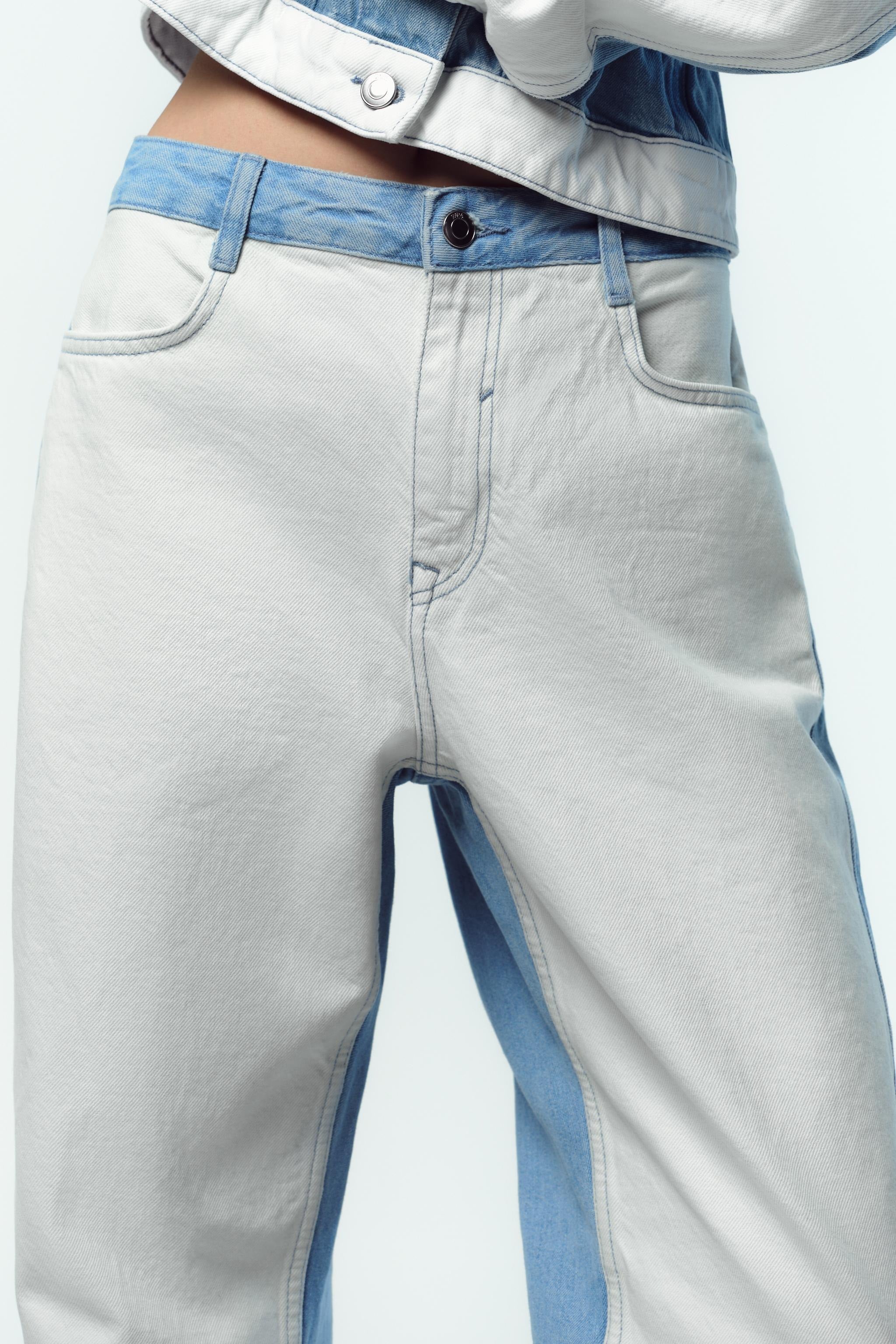 STRAIGHT LEG MID-RISE COMBINED JEANS