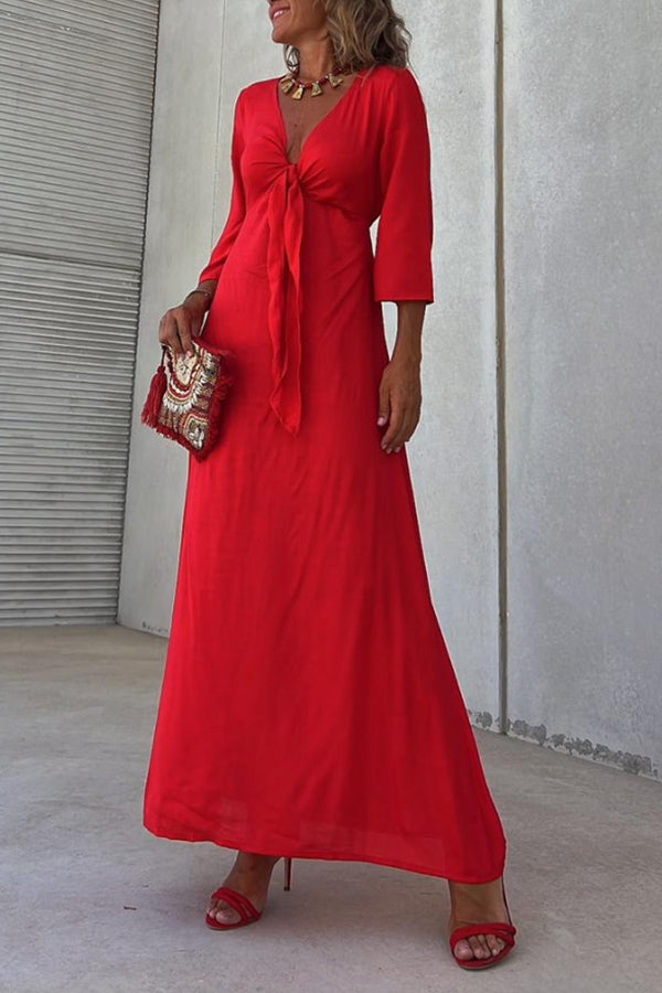 MONICA red v-neck slim sexy dress