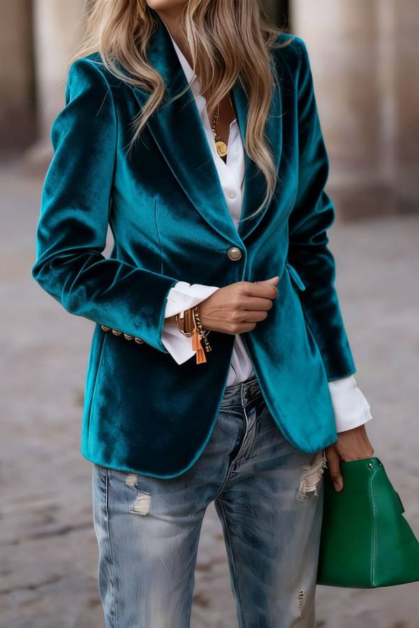 Vintage Velvet Slim-Fit Blazer