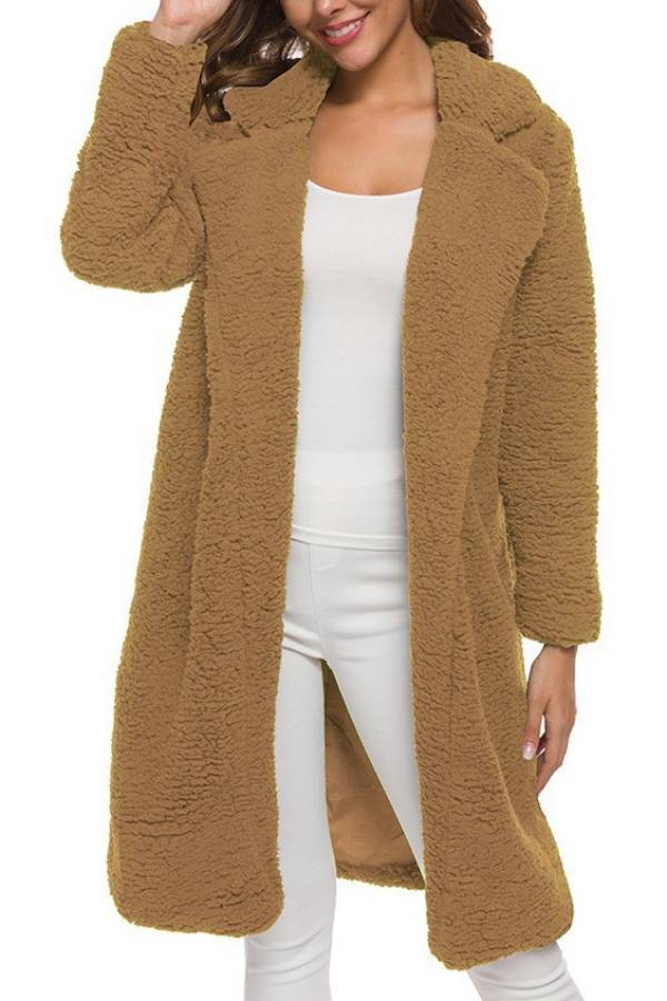 long coat with plush suit collar