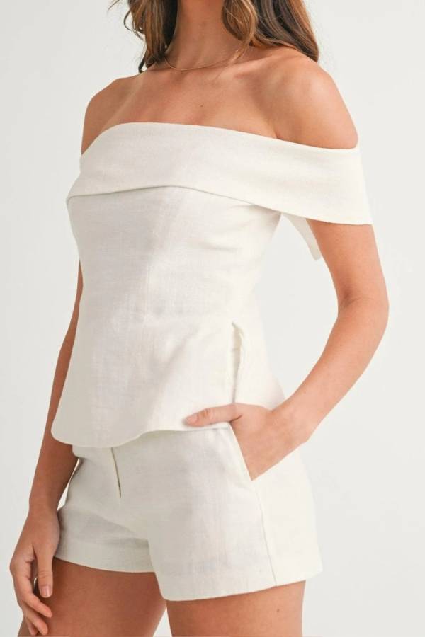 White Cotton and Linen Two-piece Suit