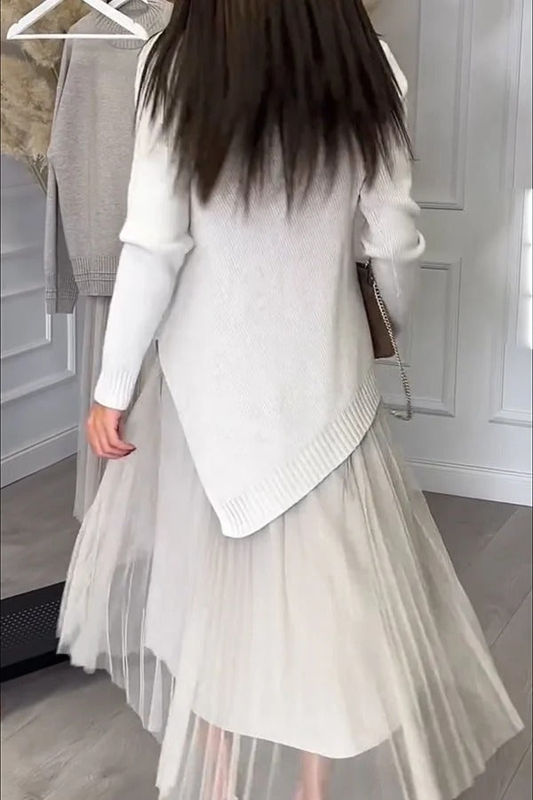 Jensine Pleated Tulle Tank Loose Midi Dress